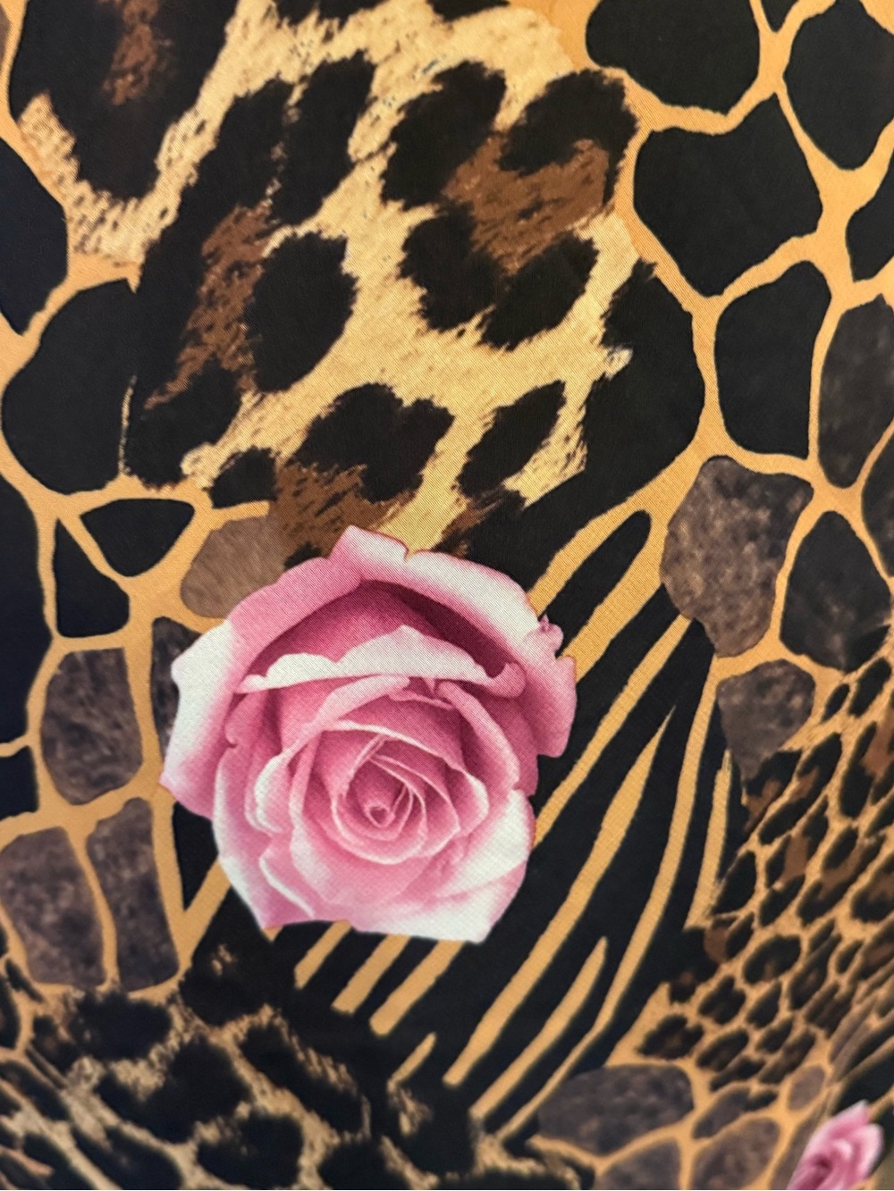 Patra Vintage Cowl Neck Midi Dress in Pink Rose & Leopard Print - Picture 6 of 9
